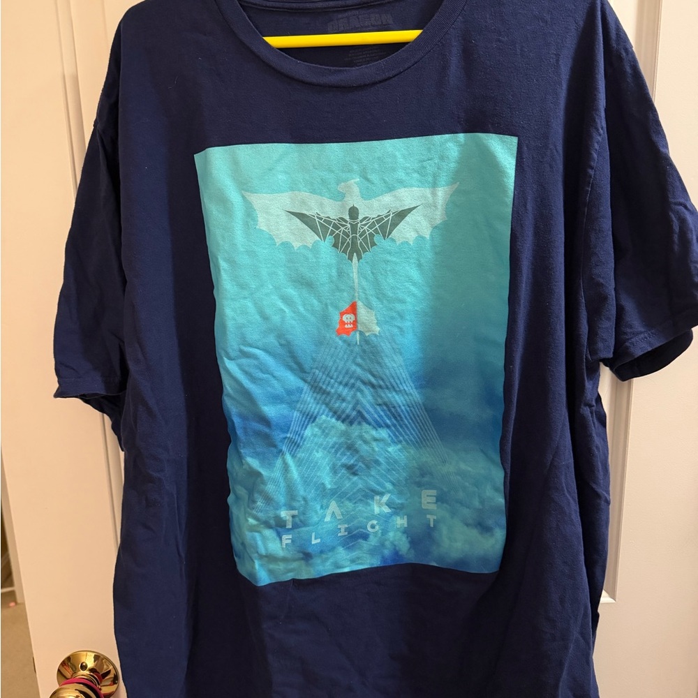 Blue Graphic T-Shirt with Dragon Design